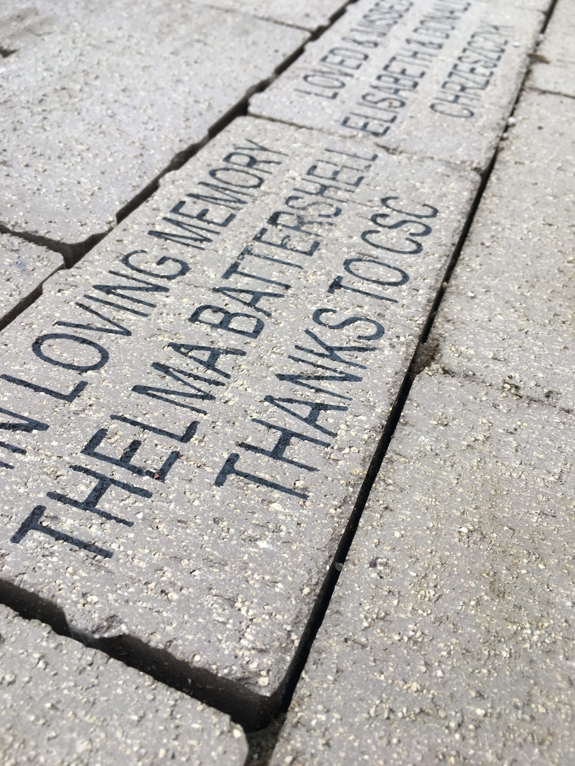 Legacy engraved brick available for purchase at cancer support